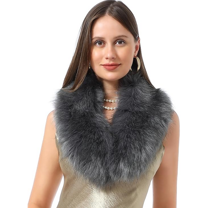 Stylish women's winter neck warmer, Daisy faux fur scarf, cozy and elegant accessory