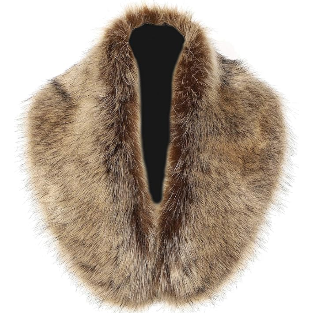 Soft white Daisy faux fur neck warmer, a chic and animal-friendly winter scarf for women
