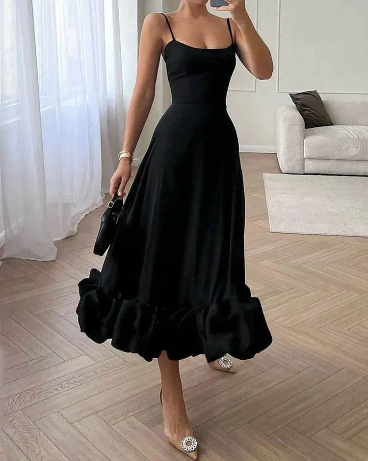 Chic women's festive midi dress, a sophisticated choice for any special occasion or elegant party.