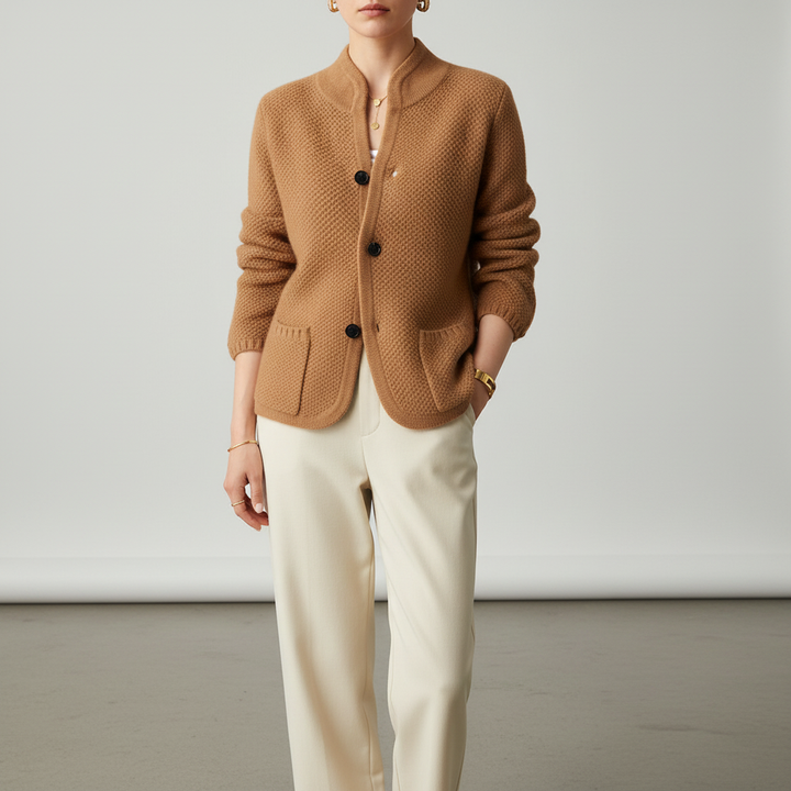 Premium women's fitted cashmere cardigan, 'Tanya' knitwear offering soft comfort & versatile elegance