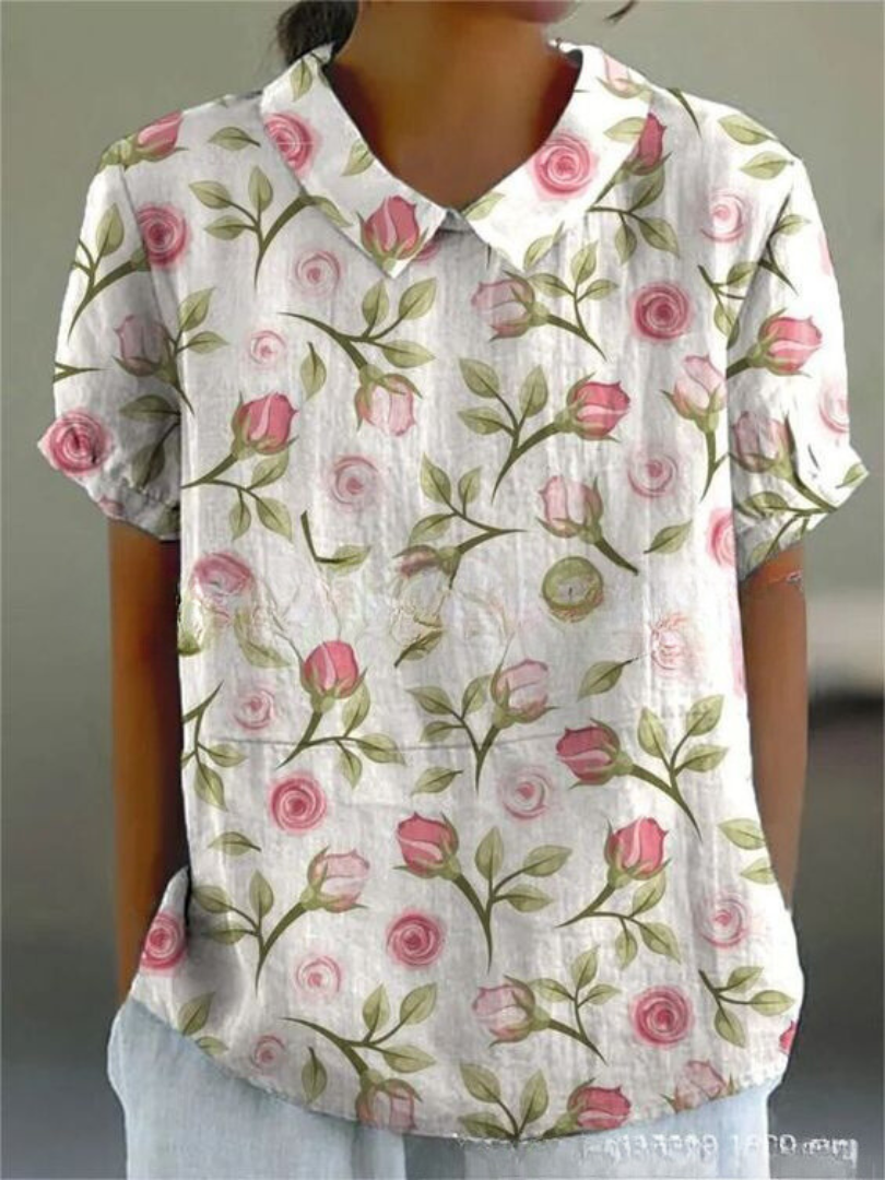 Women's floral blouse, long sleeve fashion top, elegant printed shirt for versatile spring-summer style.