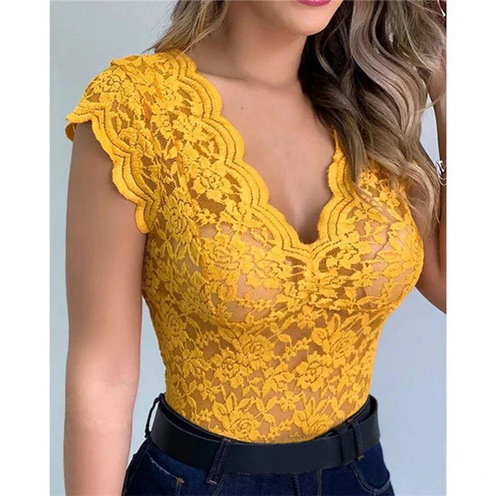 Elegant women's floral lace sleeveless summer top, white, for casual or dressy occasions