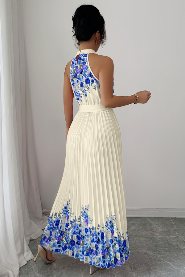 Women's square neck floral midi dress styled for a casual day out, emphasizing its comfort and style.