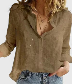 Stylish women's long sleeve V-neck blouse with an all-over beautiful floral print.