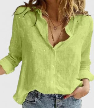 Casual chic women's floral V-neck long sleeve top, comfortable and stylish for everyday.