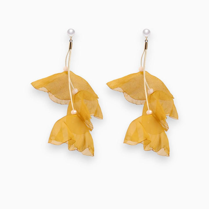 Delicate silver tulip drop earrings for women, an elegant and stylish accessory perfect for any occasion.