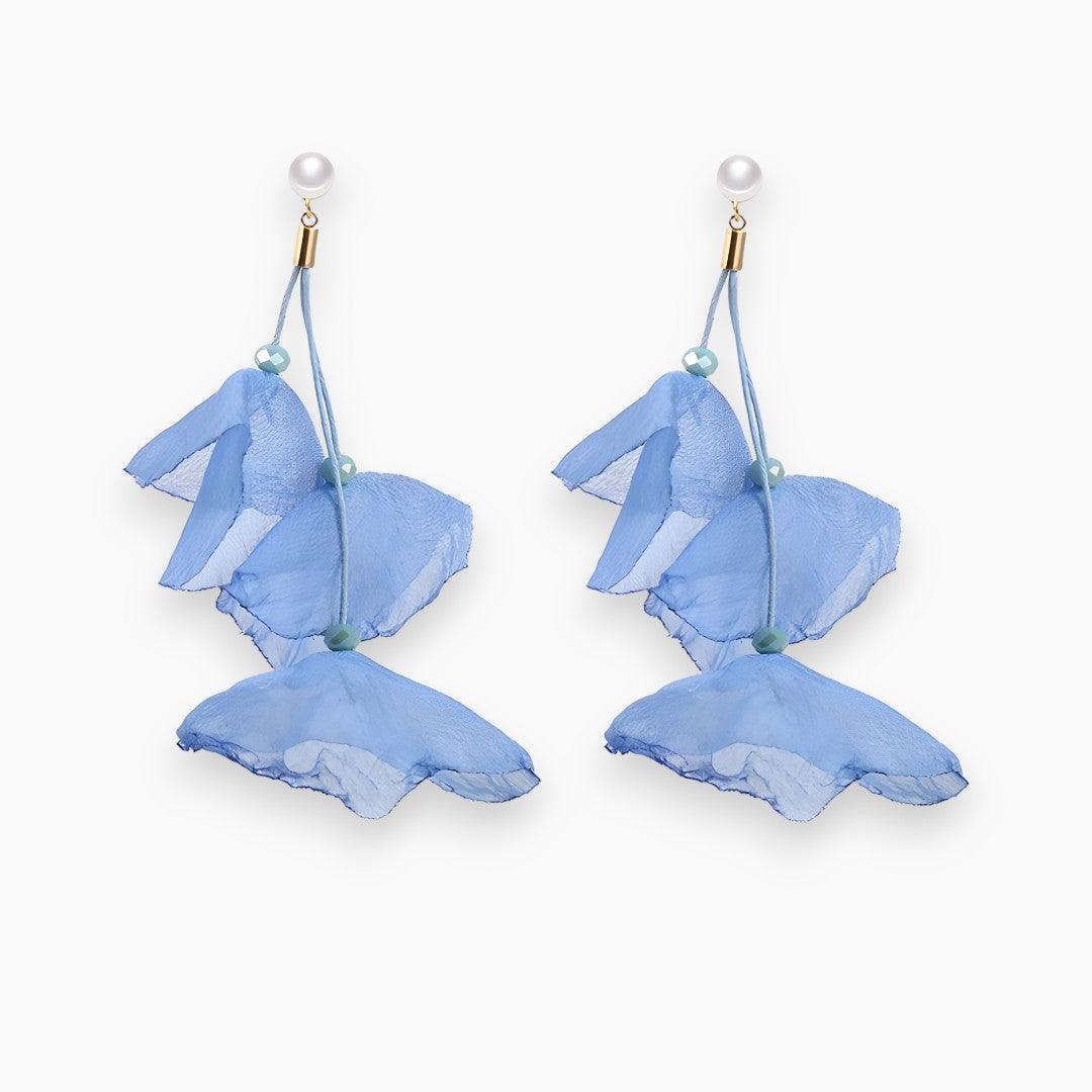 Stylish women's silver tulip drop earrings, elegant fashion jewelry, a perfect gift for special moments.