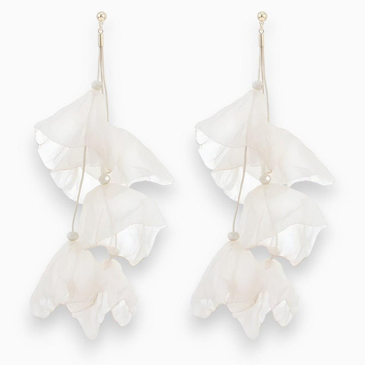 Women's elegant silver tulip drop earrings, ideal fashion jewelry to complete a sophisticated look.