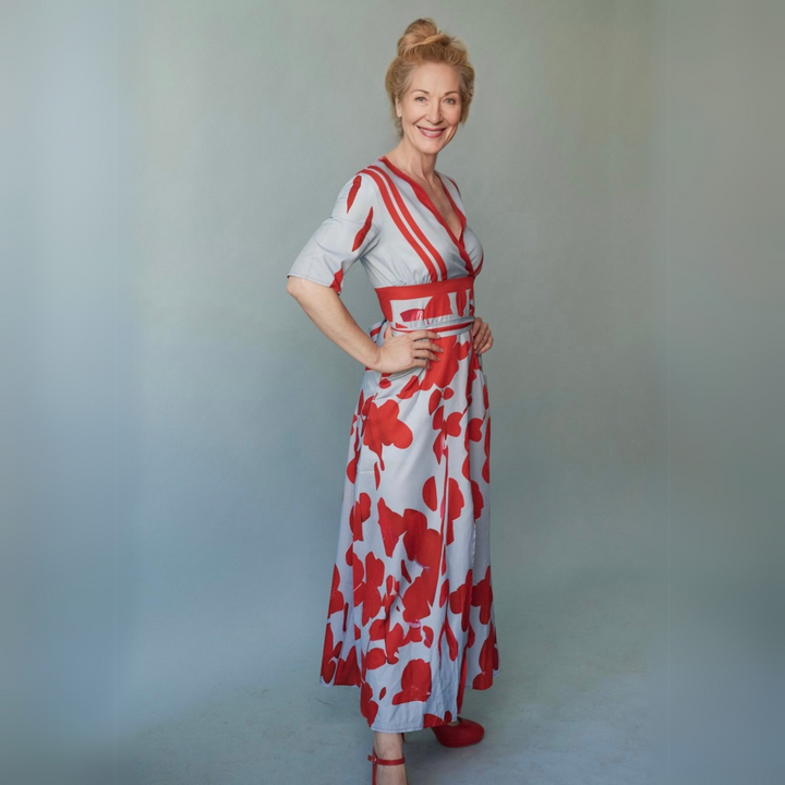 Chic women's floral wrap dress, ideal for elegant day wear, evening events, or vacation style.