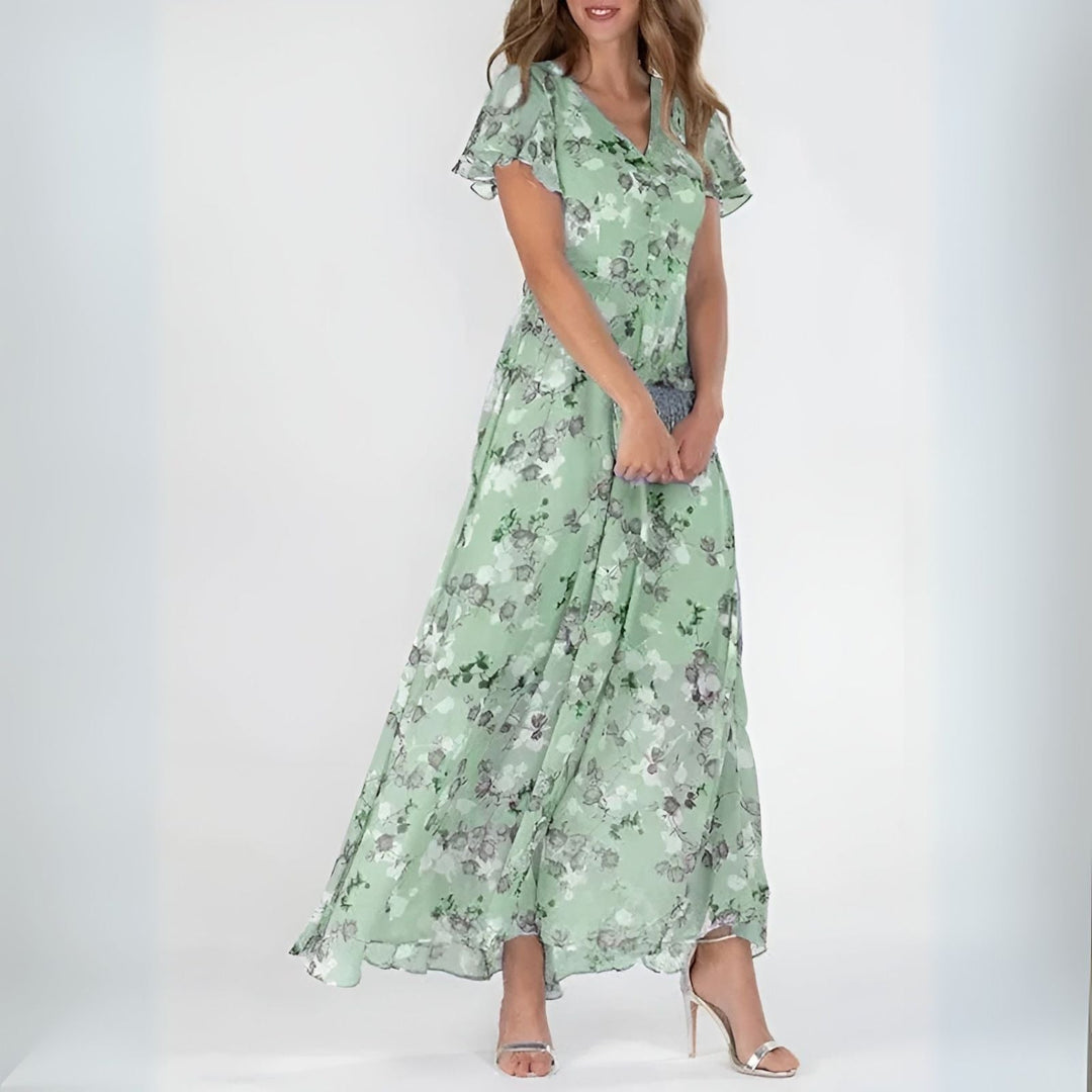 Comfortable and chic women's flowing dress, designed for a flattering fit, ideal for elegant summer events.
