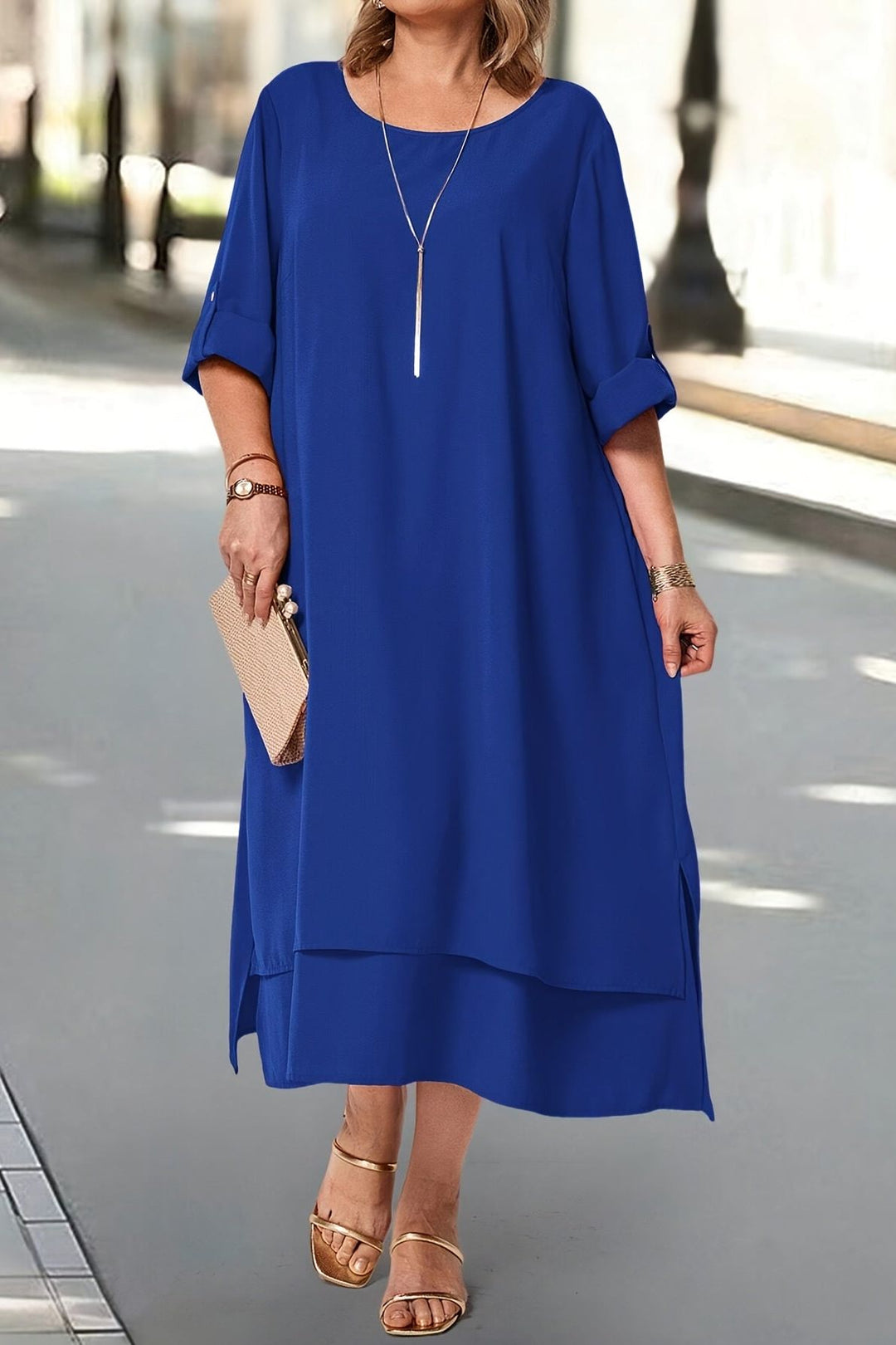 Elegant women's flowing maxi dress for formal occasions. Sophisticated evening gown, perfect for parties.