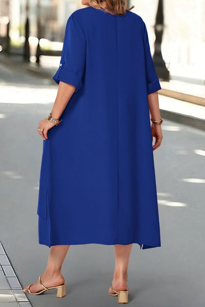 Women's flowing maxi dress in motion, showcasing its elegant drape & silhouette for formal events.