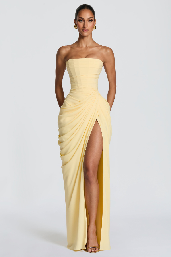 Elegant women's flowing maxi dress, perfect for special events.