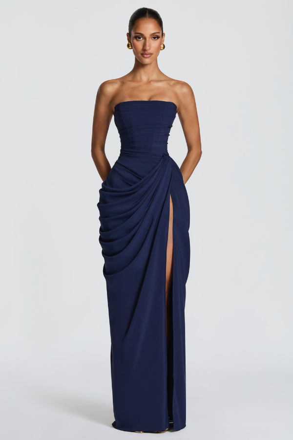 Graceful women's maxi dress, excellent wedding guest attire.
