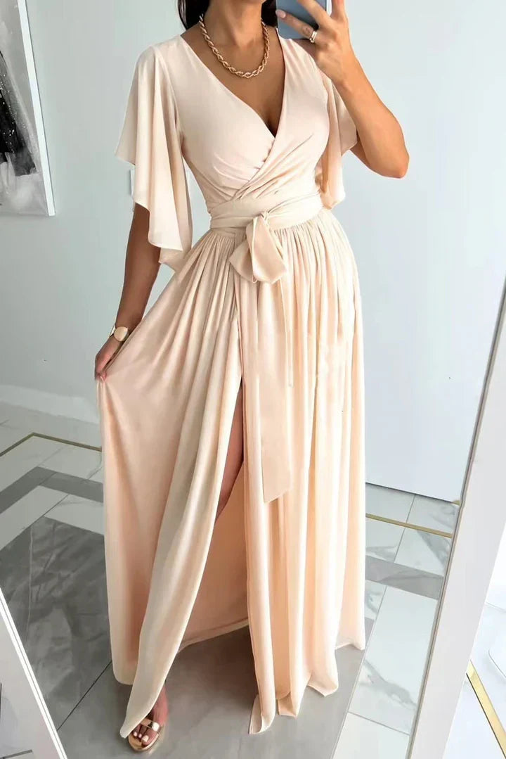 Versatile women's long maxi dress with high split, ideal for beachwear, casual outings, or elegant parties.
