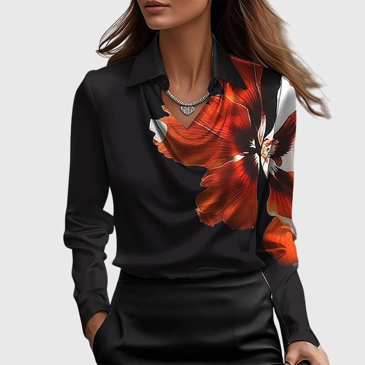 Versatile women's flowy blouse, an elegant top with a pleated neckline, easily transitions from office to casual chic.