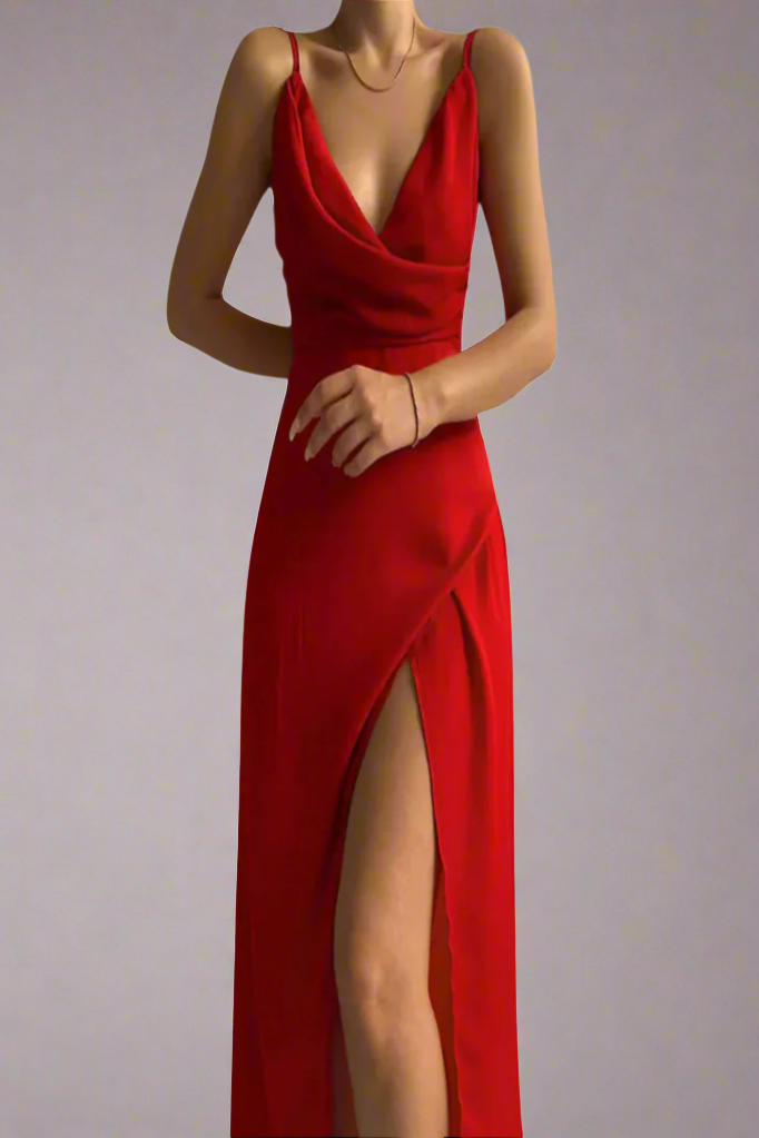 Stylish women's long maxi dress for elegant spring fashion & summer events. Flowy and comfortable for party or casual wear.