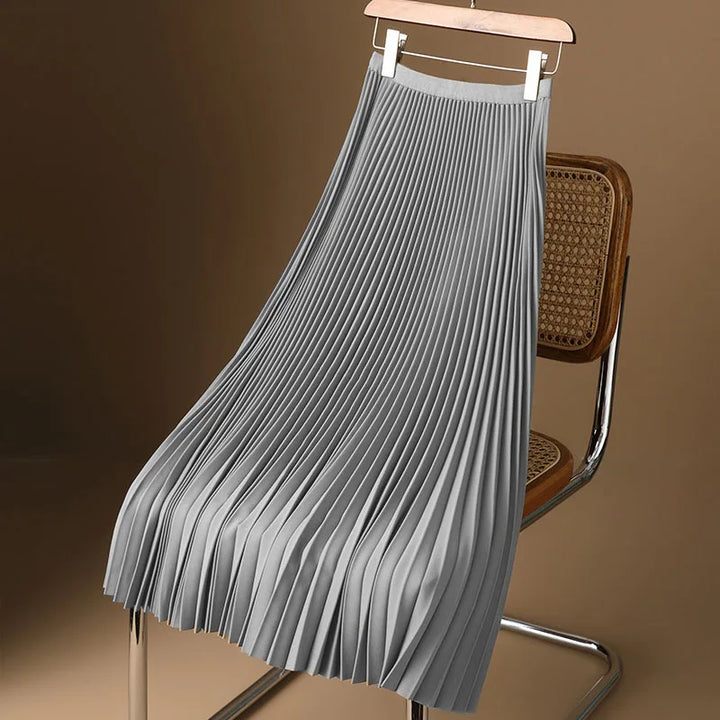 Beautifully draped flowy maxi skirt with pleats, an elegant and comfortable classic for women's fashion.