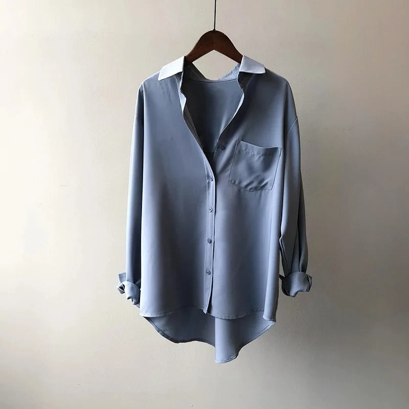 Versatile women's long sleeve Monaco blouse. Modern design for elegant casual or everyday wear.