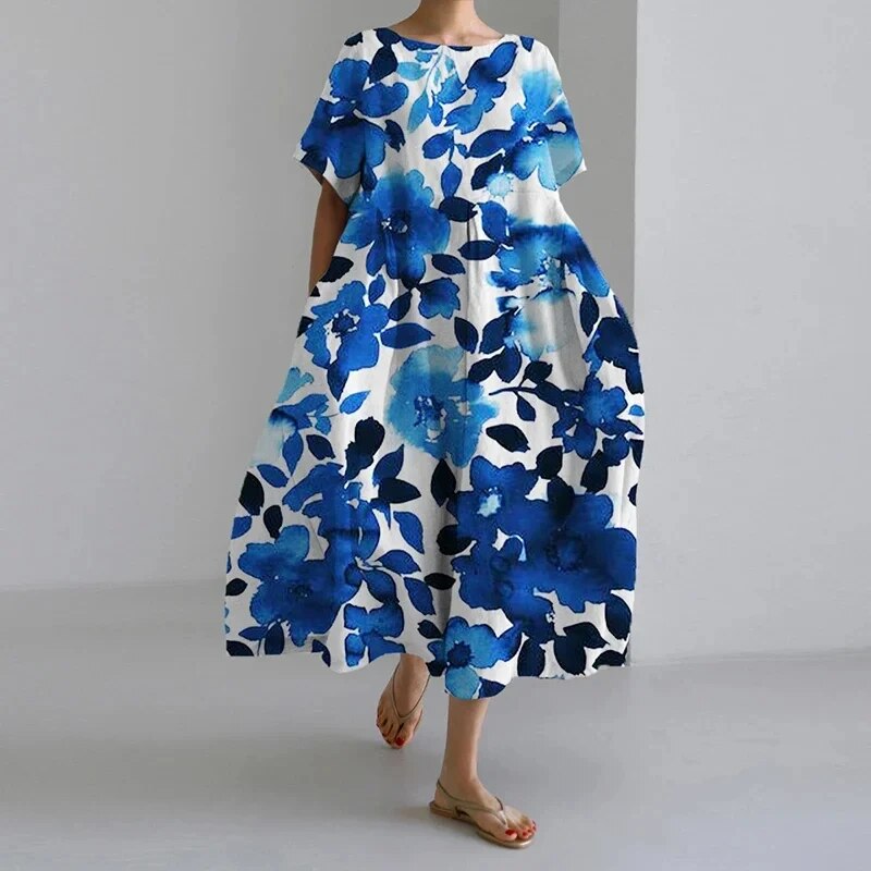 Clara elegant women's summer maxi dress, lightweight material with a flattering waist detail