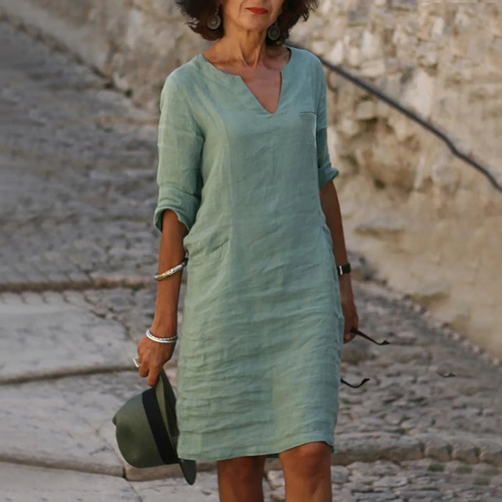 Breathable and lightweight Women's Isalie midi dress, ideal for comfortable summer wear.