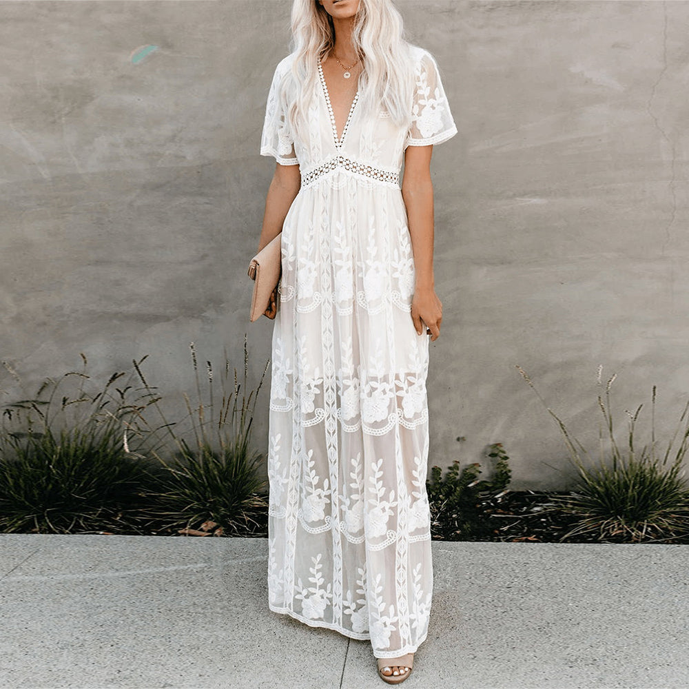 Elegant women's flowy viscose summer maxi dress in 'Merly', ideal for casual wear or vacation.