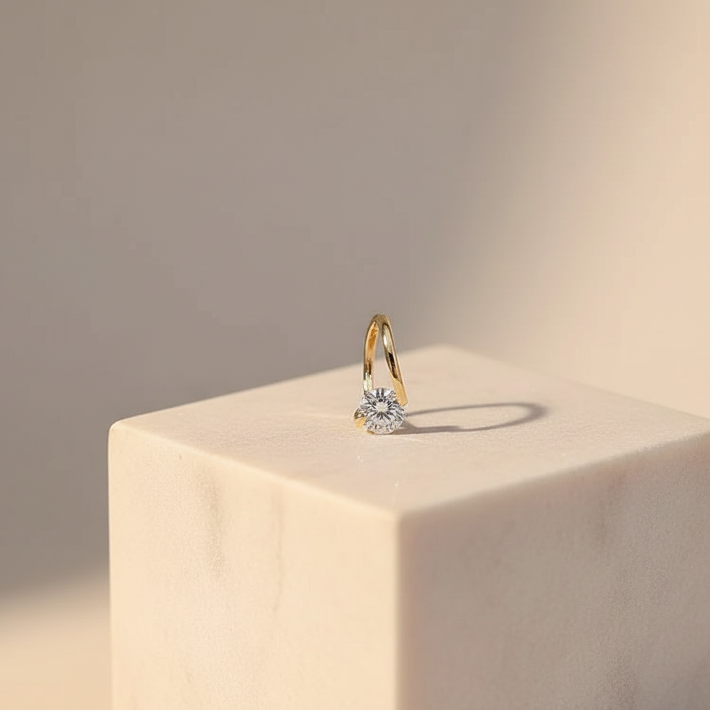 Elegant women's germanium stud earrings, Camila design, known for balance and subtle fashion accessory