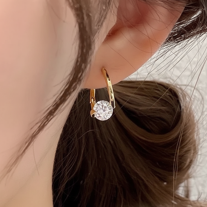 Close-up of Camila germanium stud earrings, women's wellness jewelry, elegant and functional.