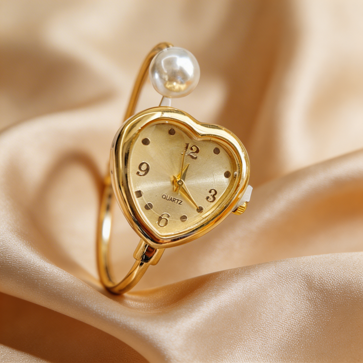 Sophisticated women's pearl accent gold watch, a stunning jewelry accessory & elegant fashion timepiece.