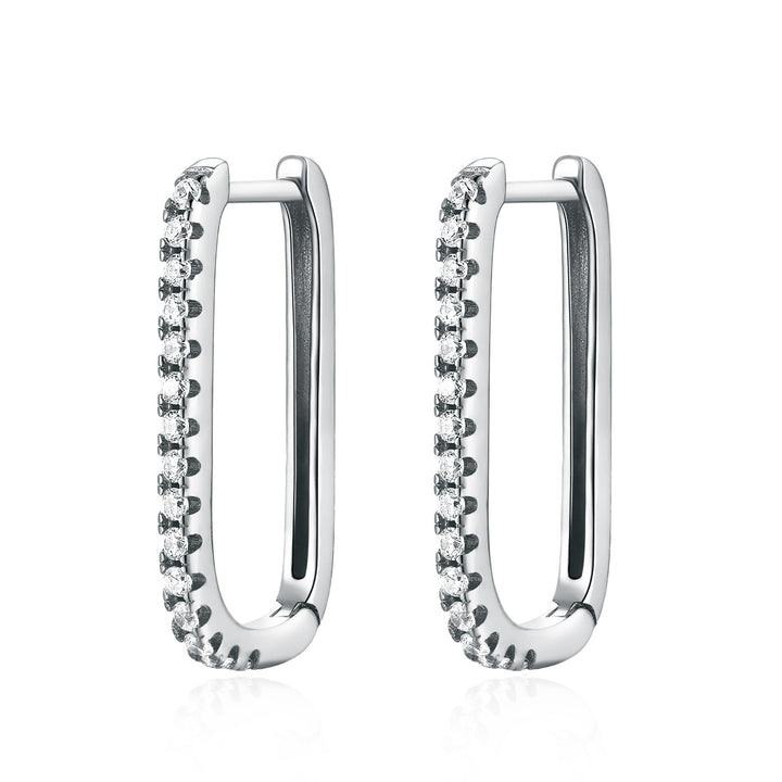 Inez vertical zirconia dangle earrings, gold-plated sterling silver women's fashion jewelry with dazzling sparkle.
