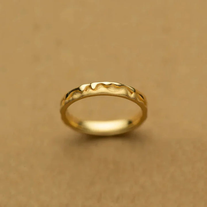 Gold-plated sterling silver women's ring. Delicate golden honey jewelry, natural style, versatile accessory.