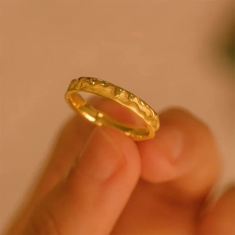 Stylish golden honey ring for women. Elegant, delicate gold-plated sterling silver jewelry. Versatile natural accessory.