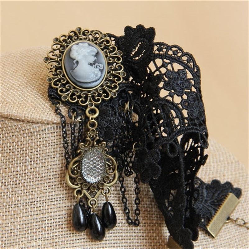 Stunning women's Gothic charm necklace. Elegant unique fashion jewelry, perfect statement piece for dark academia lovers.