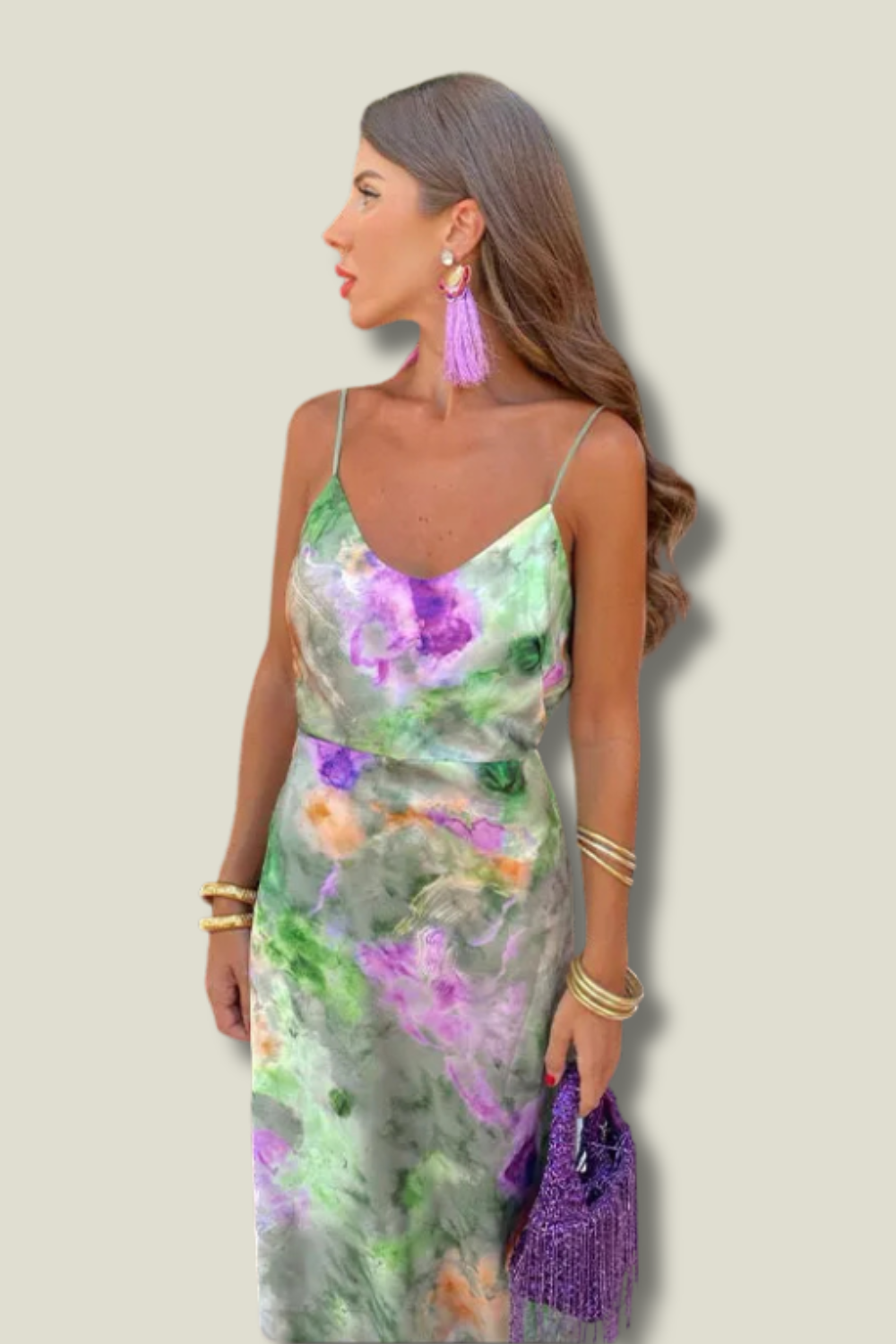 Women's formal long green corset dress featuring a stylish open back and matching detachable scarf for special events.