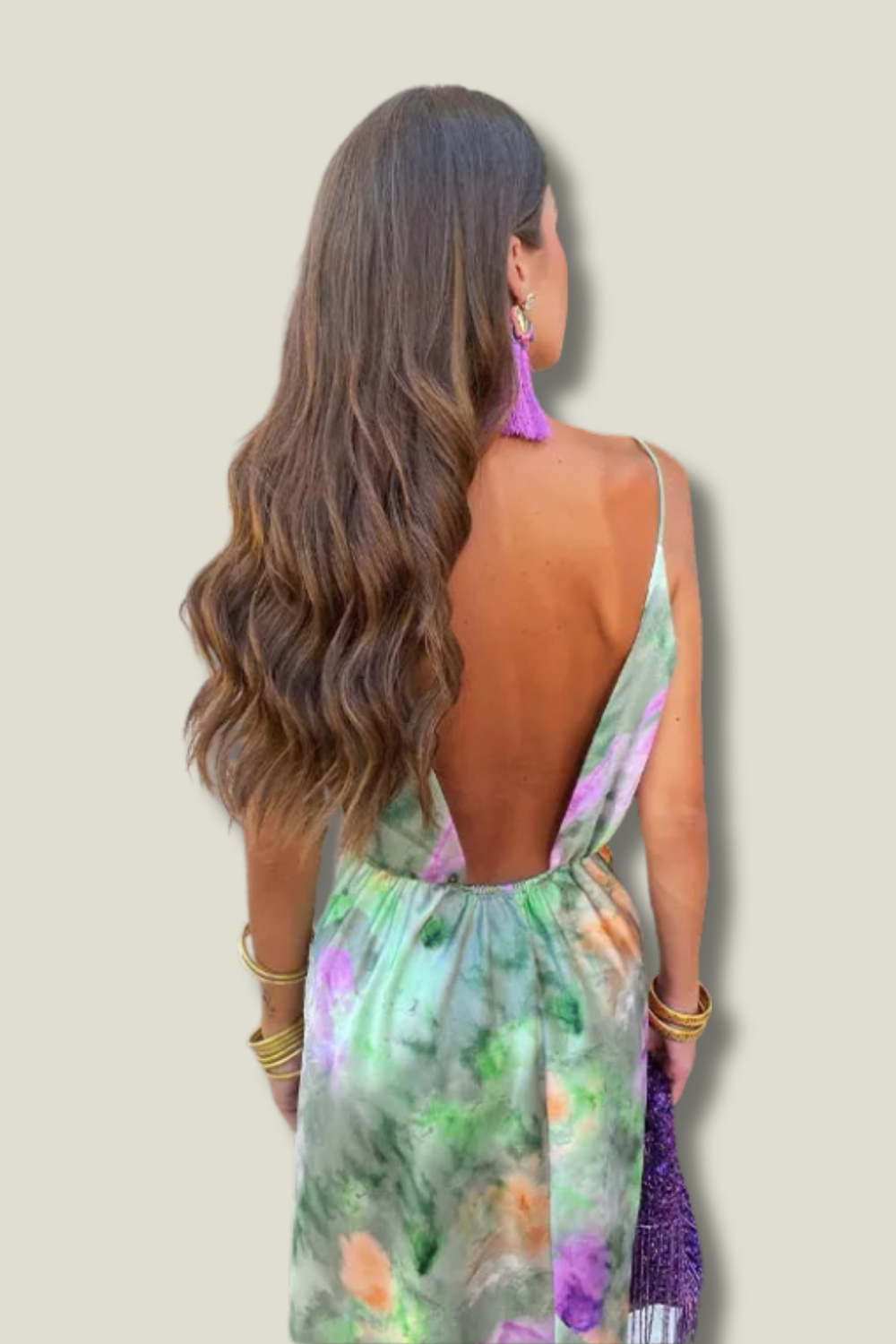 Stylish women's party green maxi dress with an elegant corset design, open back, and versatile detachable scarf.