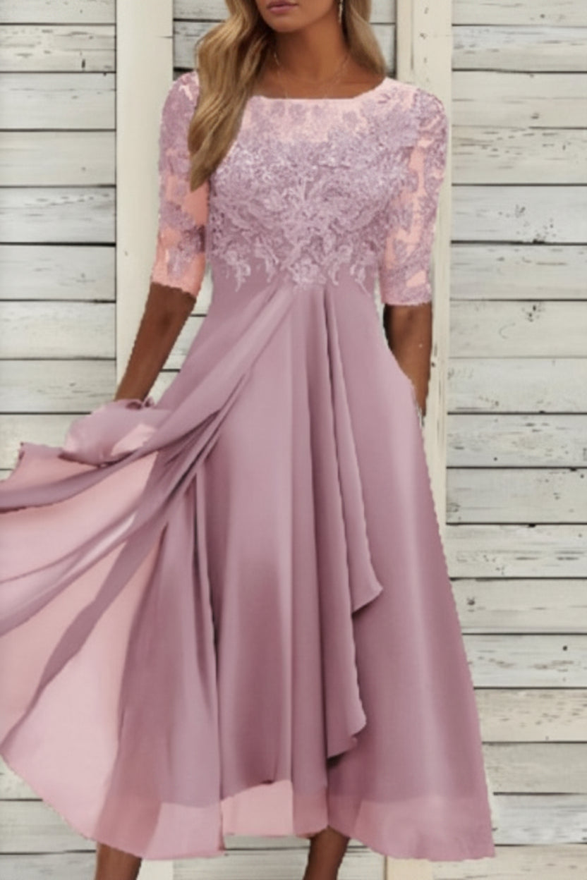 Sophisticated women's half sleeve cocktail dress, perfect for galas, formal dinners & parties.