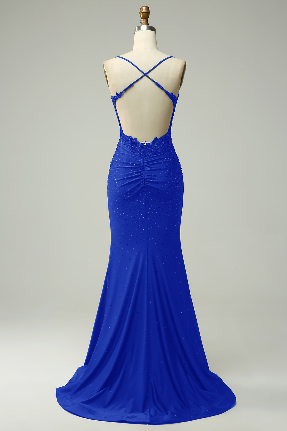 Women's special occasion dress: stylish halter neck, flowing mermaid skirt.