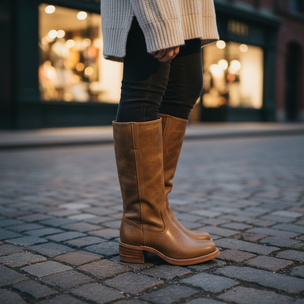 Elegant women's high-calf black leather boots, Serena, perfect for winter and fall fashion.