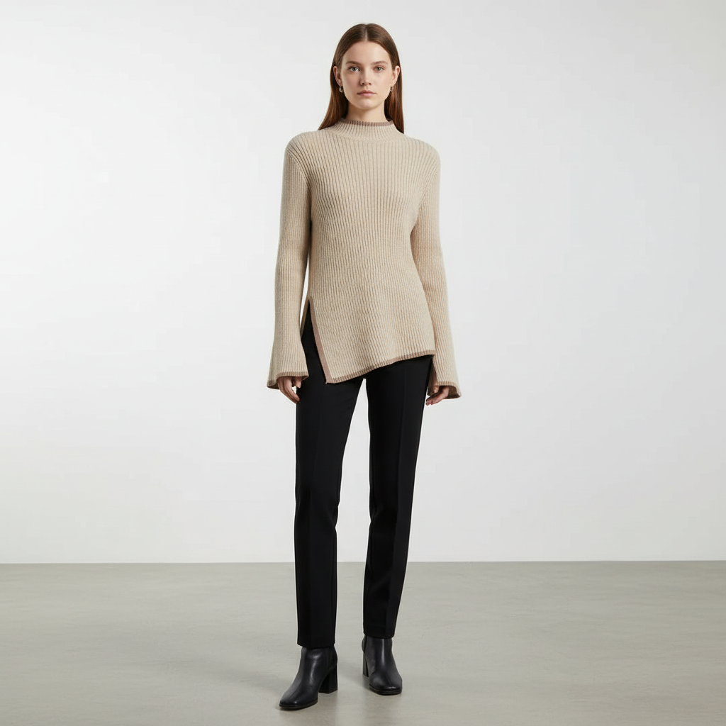 Warm women's high collar sweater Gertrud, cozy acrylic blend knit