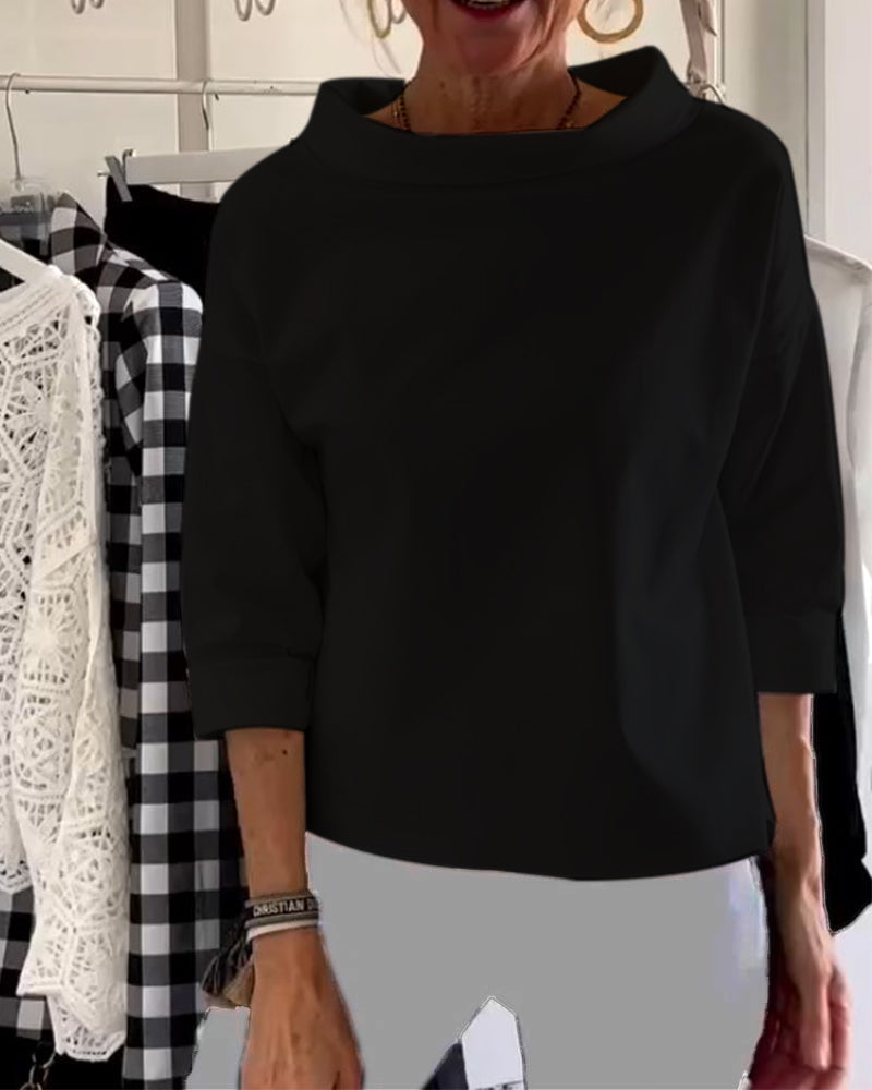 Formal women's elegant high-collar long-sleeve top, a stylish blouse perfect for sophisticated fashion.