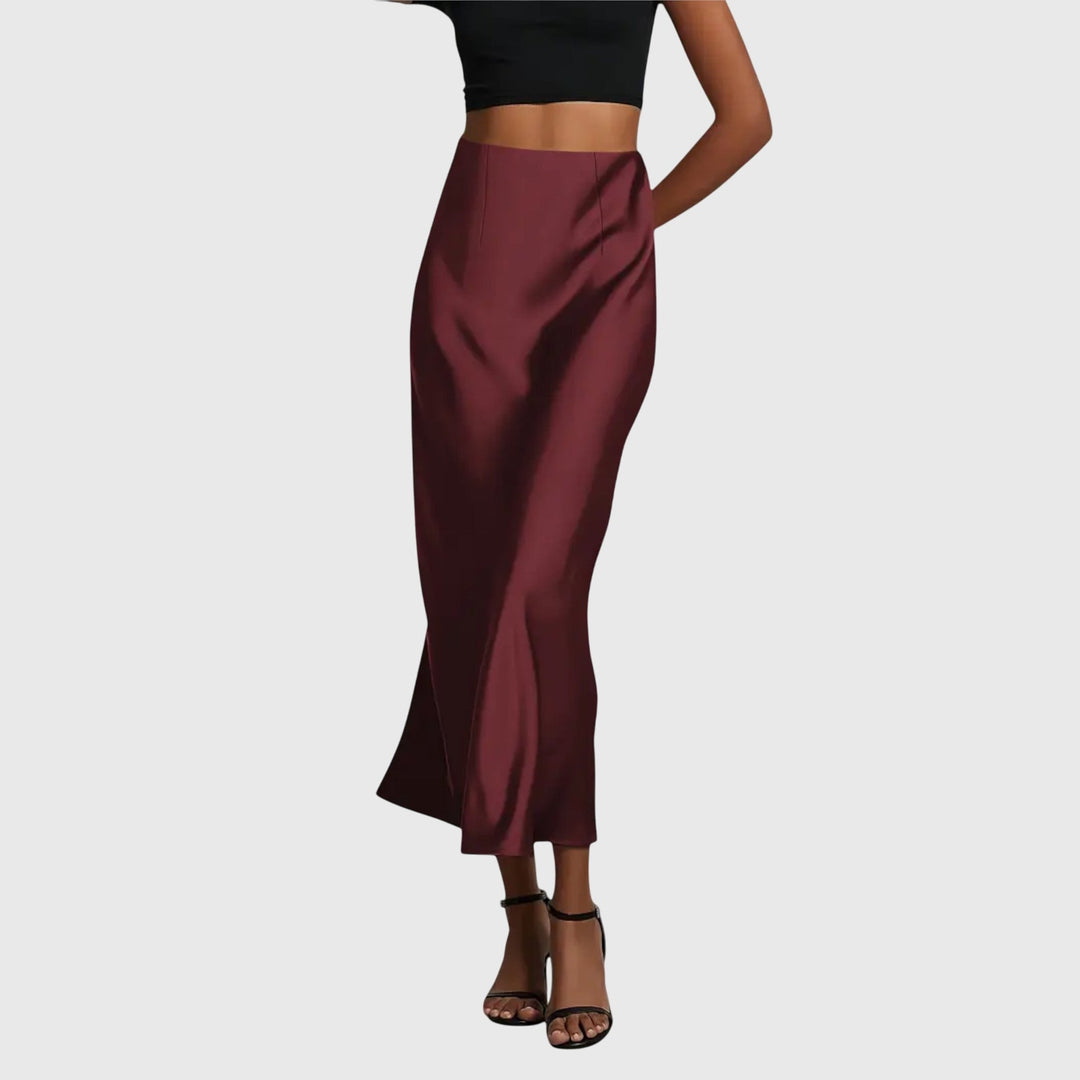 Versatile women's long skirt, high-waist bias cut slip style for a chic & modern aesthetic.