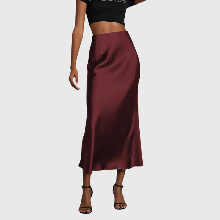 Flattering women's slip maxi skirt, high-waist and bias cut design for chic, modern appeal.