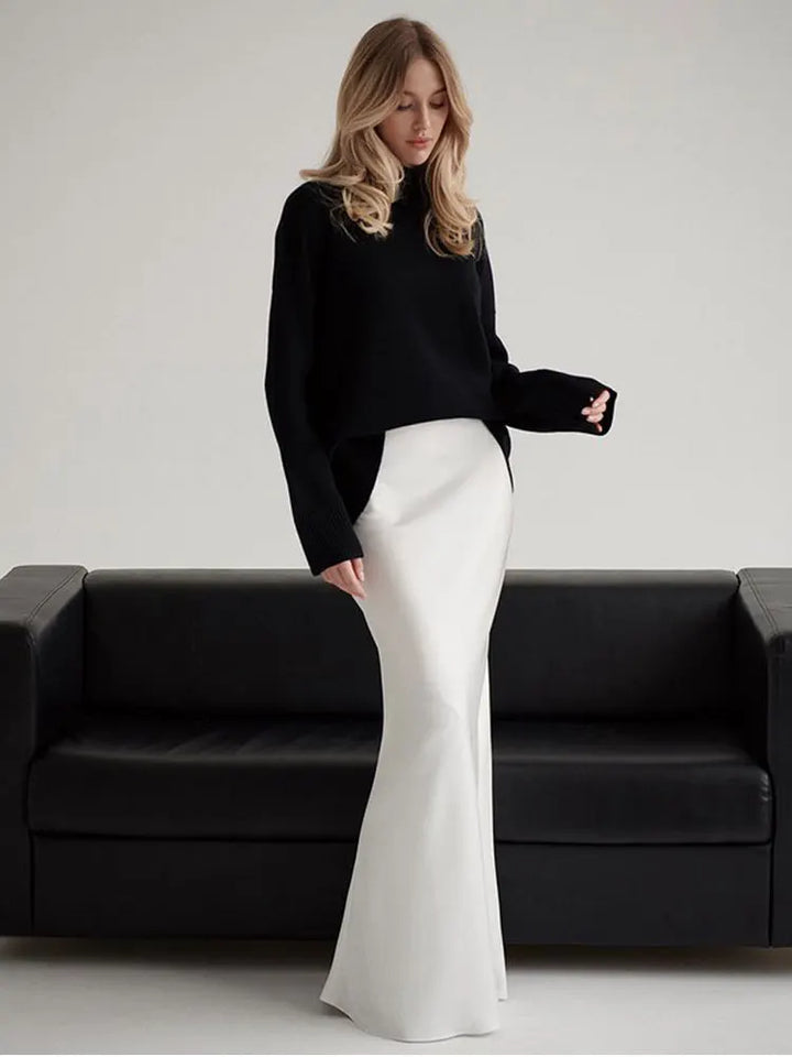 Chic evening fishtail maxi skirt, high waist design for women.