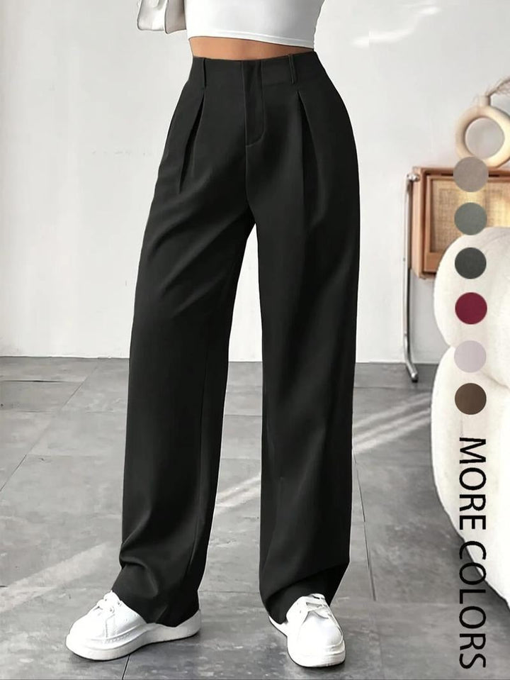 Stylish women's high-waist wide-leg trousers, a classic elegant design for versatile office and formal looks.