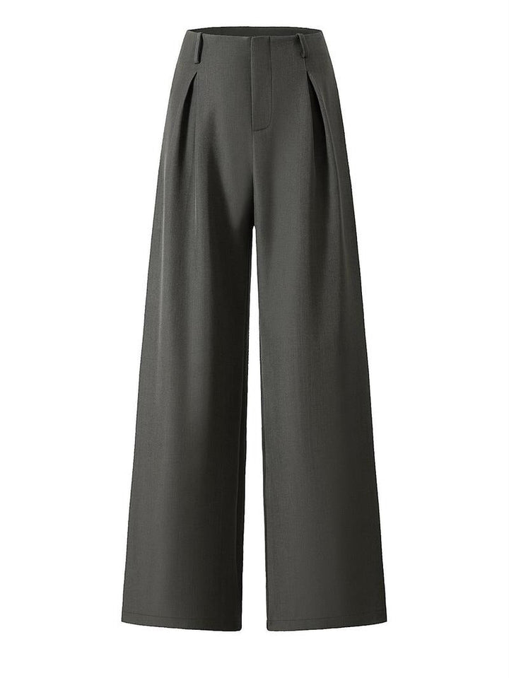 Full-length view of women's elegant wide-leg trousers with a high-waist fit, suitable for professional settings.