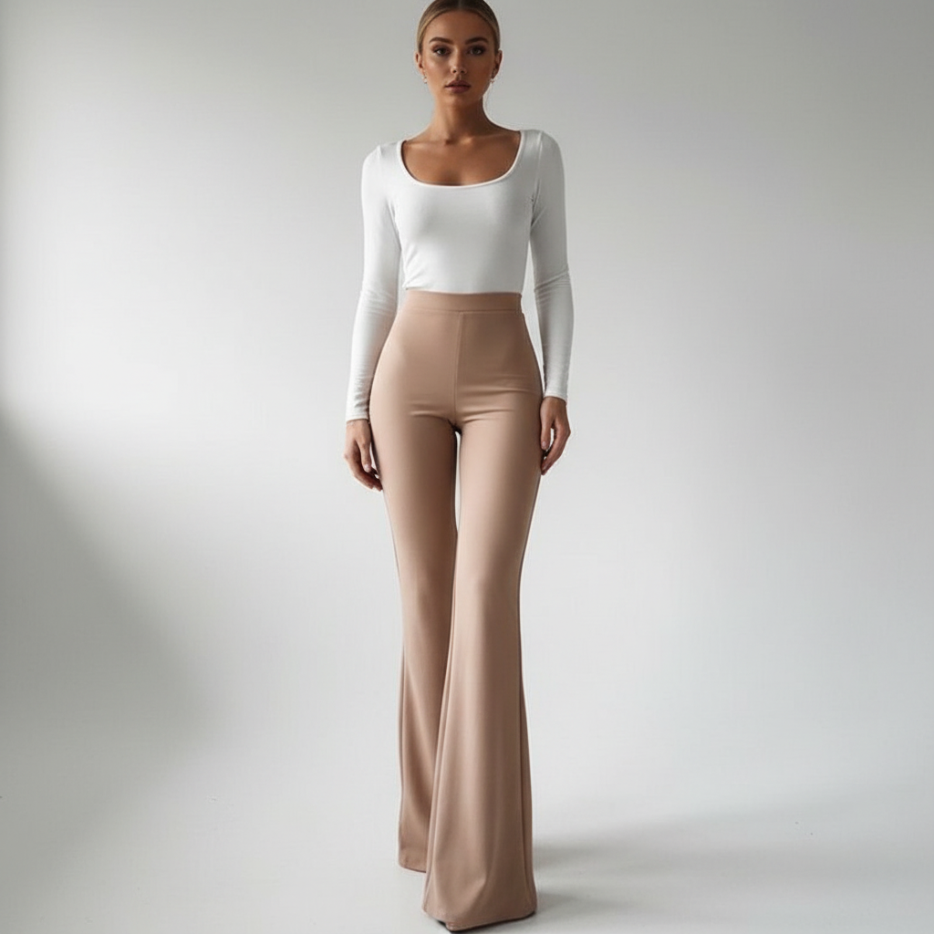 Annika women's comfortable high-waisted flared trousers, ideal for elegant versatile wear