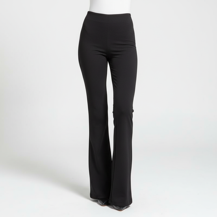 Women's black high-waisted flared leg trousers, a versatile and chic bottom for any occasion