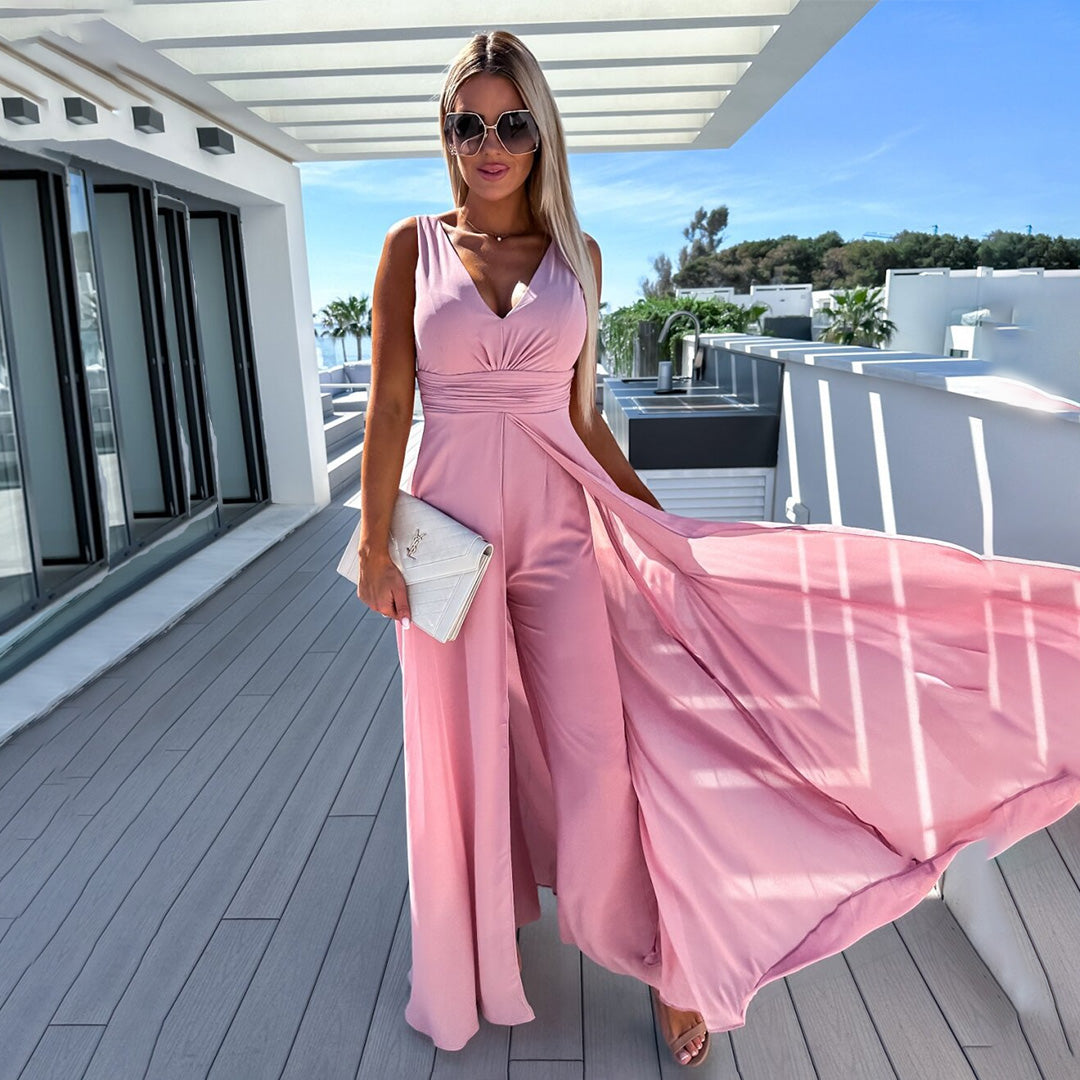 Lorena elegant women's jumpsuit, a sophisticated dress-style formal outfit for festive occasions.