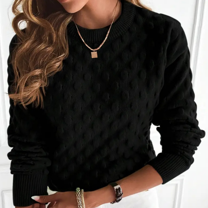 Elegant women's knit sweater, comfortable & stylish pullover for fall fashion. Cozy long-sleeve winter top.