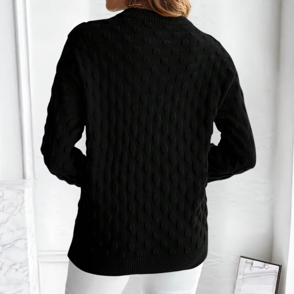 Women's stylish Noa knit sweater, elegant long-sleeve pullover. Comfortable fall fashion & winter style.